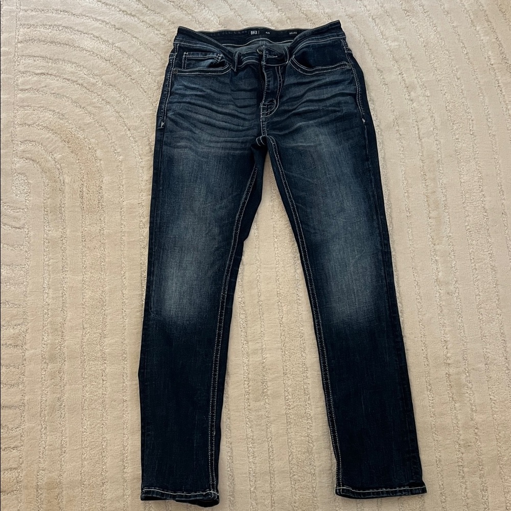 BKE Alec Men's Straight Slim Jeans - Dark Blue 
32x32